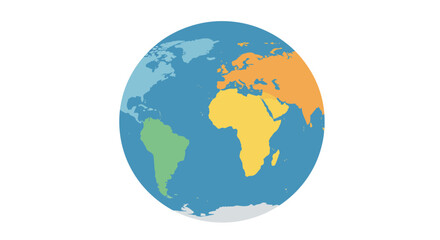 Obraz premium Colorful World Globe Illustration with Continents and Oceans Depicted.