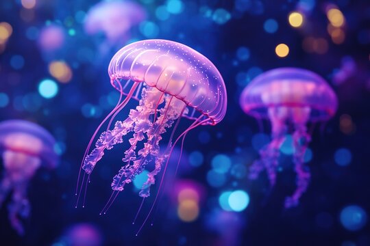 surreal dreams of floating jellyfish glowing in a cosmic ocean