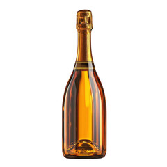 Champagne bottle with golden reflections isolated on transparent background
