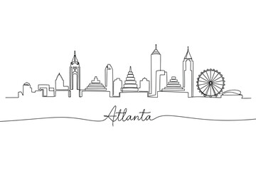 Vector art of atlanta skyline illustration with the city name © Saharia