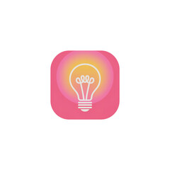 Rounded Square Icon with a Glowing Light Bulb and Pink and Yellow Gradient idea innovation isolated on a transparent background
