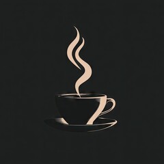 Coffee cup illustration warm beverage with steam on black background