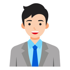 Cartoon businessman illustration smiling and wearing a suit and tie for professional corporate representation and communication