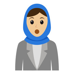 Surprised woman wearing hijab and business attire symbolizing cultural diversity in professional environments and shock expression