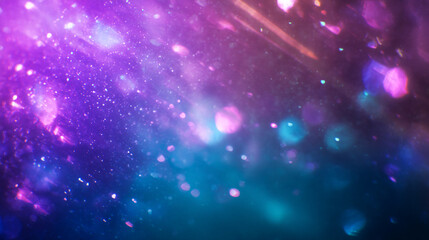 Neon light leak bokeh overlay, purple and teal tones, cinematic cyberpunk vibe, lens flare reflections, vibrant glowing particles, retro-modern hybrid texture