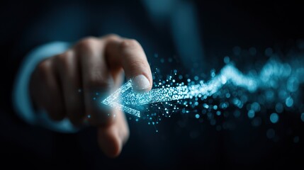 Hand pointing to digital arrow