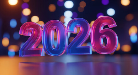 The image showcases the numbers 2026 arranged horizontally, slightly tilted towards the viewer