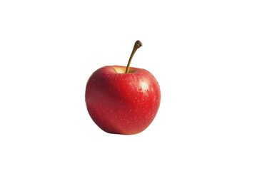 Fresh red apple with stem against a perfect for healthy eating concepts on transparent background