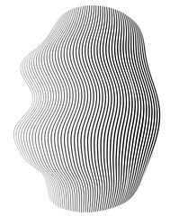 Abstract soft 3D organic form made of curved lines isolated on empty background