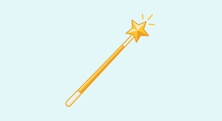 Gold Star Wand On A Light Blue Background Isolated Object