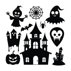 Obraz premium Set of halloween elements. set of halloween icons. halloween vector illustration