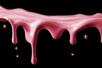 Dripping Pink Paint: A close-up captures the dynamic movement of thick, luscious pink paint as it gracefully drips downwards, highlighting its texture against the black background.