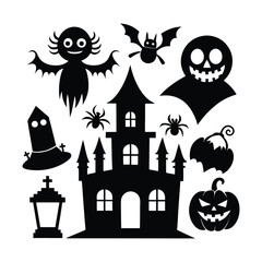 Obraz premium Set of halloween elements. set of halloween icons. halloween vector illustration