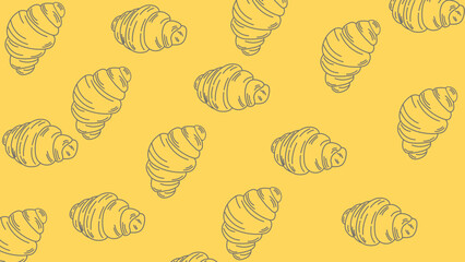 set of croissant doodle hand drawn. Hand drawn croissant french breakfast.
