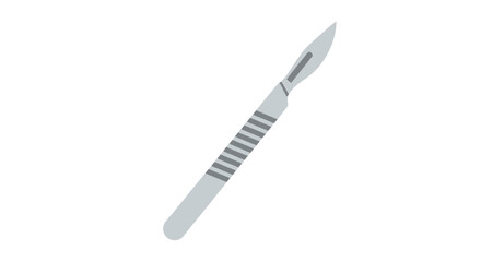 A simple vector illustration of a surgical scalpel with a grooved metal handle and sharp blade.