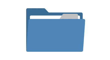 Blue Folder Icon with White Paper Insert and Tab.