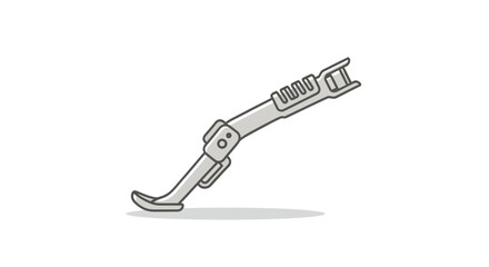 A simple gray cartoon illustration of a deployed motorcycle or bicycle side kickstand.