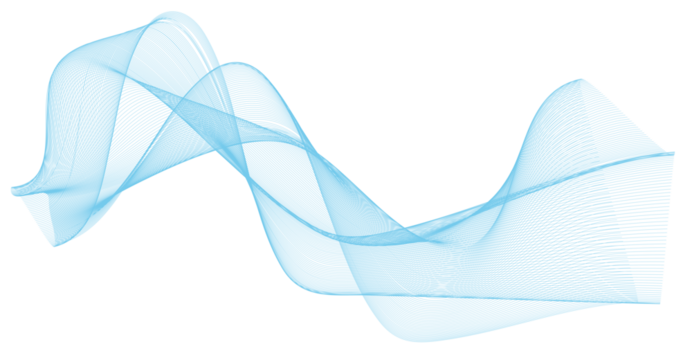 Abstract flowing blue wave lines isolated on empty background, modern minimal motion design.