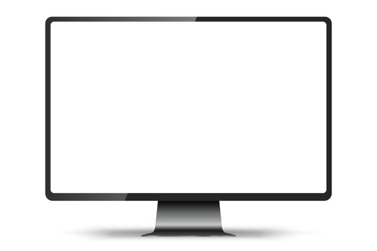Computer monitor with empty display, device screen mockup, modern blank screen isolated on transparent background