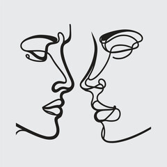 Elegant minimalist line art portraits of women and men — modern abstract face illustrations in black on white
