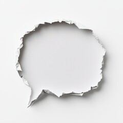 A crumpled speech bubble shape, creating a textured white frame, perfect for adding text or messages.
