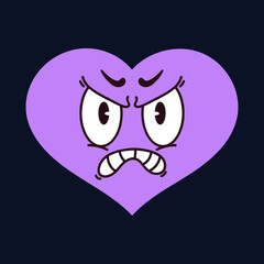 Fototapeta premium Angry broken heart character. Vector design graphic illustration