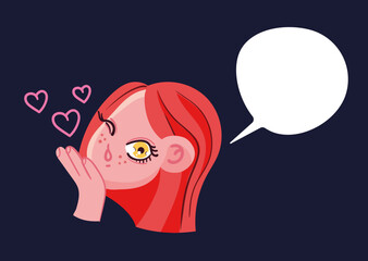 Anime girls with speech bubble communication concept. Vector graphic design illustration element