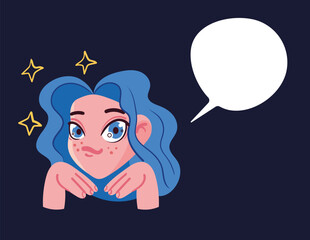 Anime girls with speech bubble communication concept. Vector graphic design illustration element