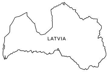 Vector art of outline map of latvia showing the countrys borders and geographic location