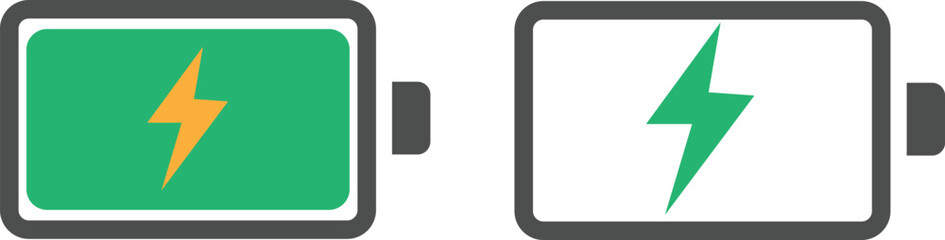 Flat design charging battery icon. Charging battery.
