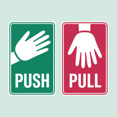 Obraz premium Clean minimalist push and pull door signage vector illustration graphic design vector