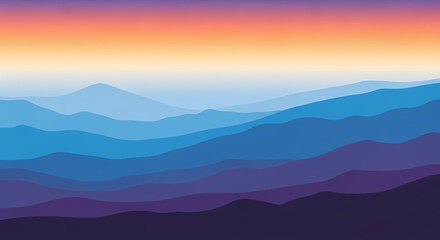 Fototapeta premium Layered Mountain Range Silhouette At Dusk With Vibrant Gradient Sky