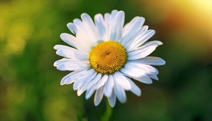 Fototapeta premium Close Up Of A White Daisy In A Blurred Green Background