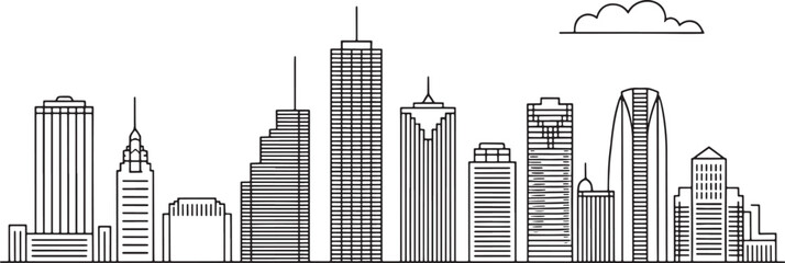 Skyline City Silhouette View against Transparent Background Vector Illustration