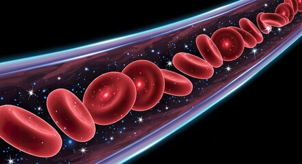 Blood vessel and red blood cells illustration