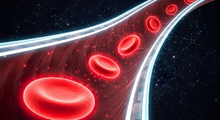 Blood vessel with red blood cells illustration