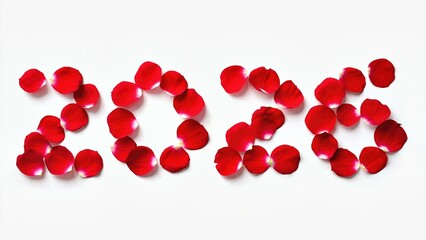 2026 Made From Red Rose Petals. Romantic Typography With Natural Flower Elements On White Background