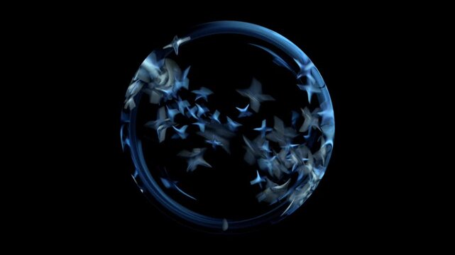 Starglobe - A glass ball filled with spinning, dancing silver stars