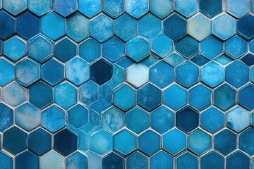 tessellated hexagonal pattern in cool blue tones