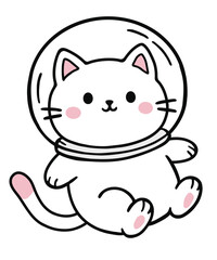 Cute Kawaii Astronaut Cat Vector Illustration