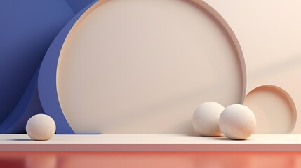 Fototapeta premium Abstract Geometric Background with Blue and Peach Colors and Spherical Elements for Modern Design