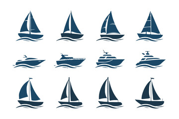 stylized boat and ship icons set minimal two tone vector ai eps jpeg png perfect for maritime design packs
