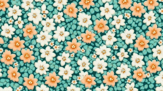Floral Pattern with Orange and White Flowers - Powered by Adobe