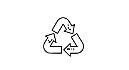 Obraz premium Simple black and white recycling symbol, illustrating environmental conservation and waste management.