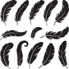minimalist feather silhouettes vector set for print web and stationery