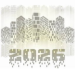 Happy New 2026 year  in Futuristic City, cityscape invitation card, vector illustration