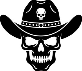 Skull Cowboy Hat Graphic Vector Illustration - A Bold and Edgy Design