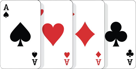 Four Aces Poker Cards &ndash; Classic Casino Game Vector Illustration for Design, Print & Digital Use