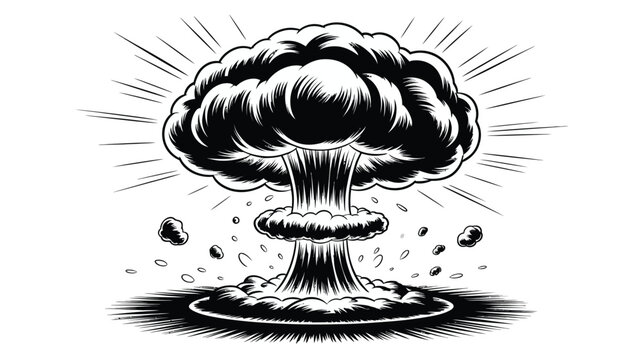 Scalable vector illustration of a nuclear explosion mushroom cloud for eps download vector