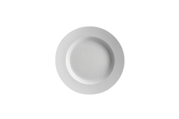 Elegant white ceramic plate perfect for showcasing culinary creations and food styling on transparent background